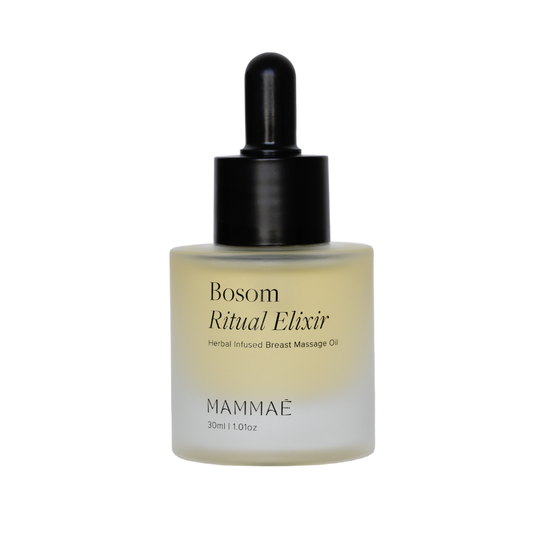 Introducing the EXCLUSIVE Mammae Mini Bosom Ritual Elixir, a 30ml potion designed to enhance breast health awareness during your breastfeeding journey.