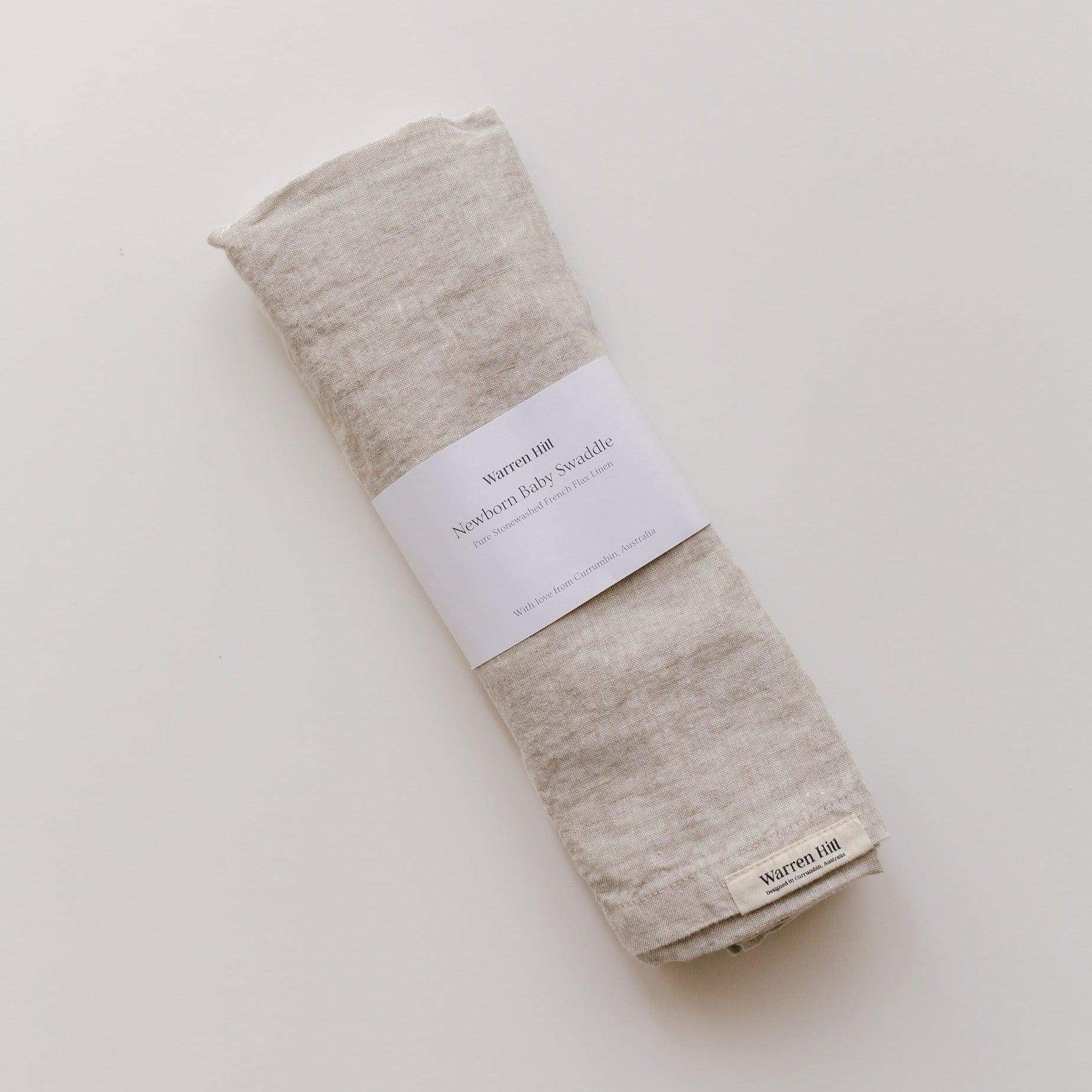 Warren Hill French linen baby swaddle - natural beige.