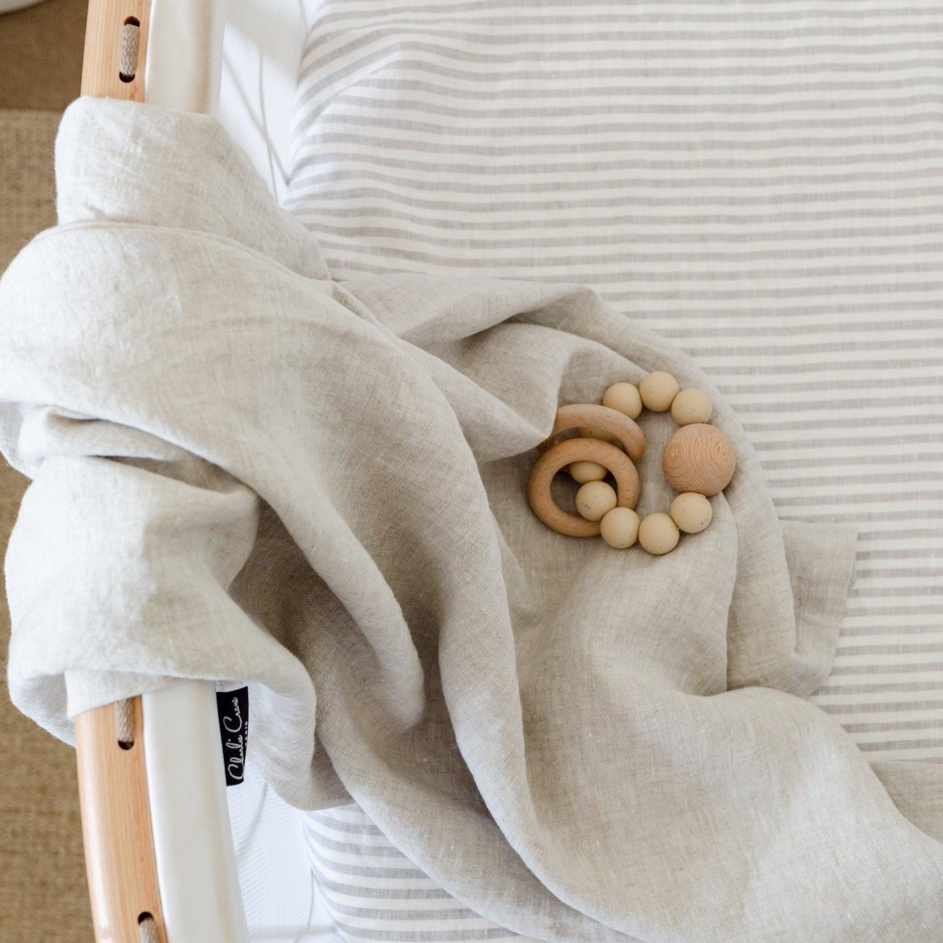 french linen baby swaddle | natural