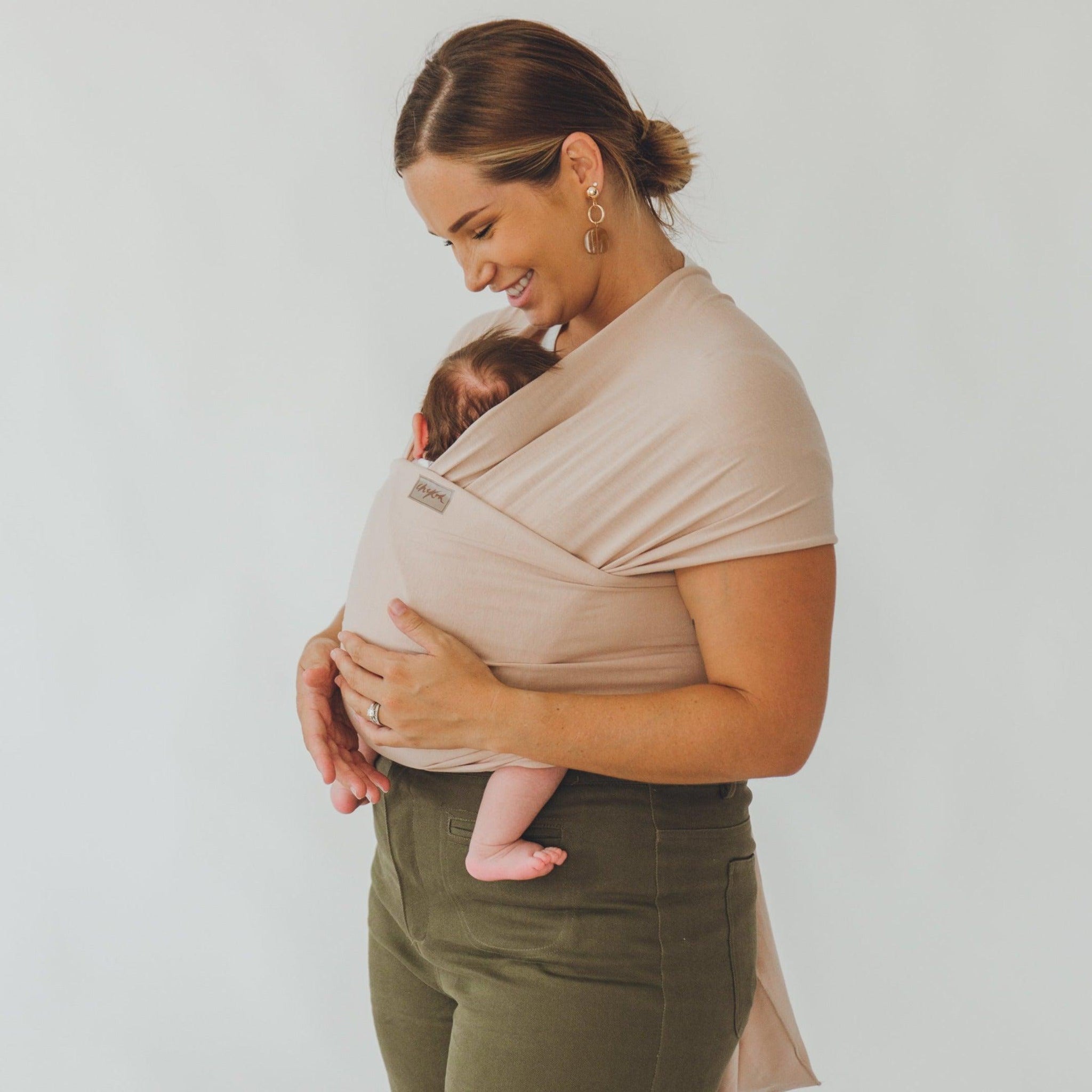 The Cinta Wrap is a gorgeous blush beige, perfect to compliment any look or style. Made from our exclusive, in house bamboo/spandex fabric blends.Completely adjustable for comfortable fit for any size - exclusive fabric will mould perfectly to the contours of your body & your baby.