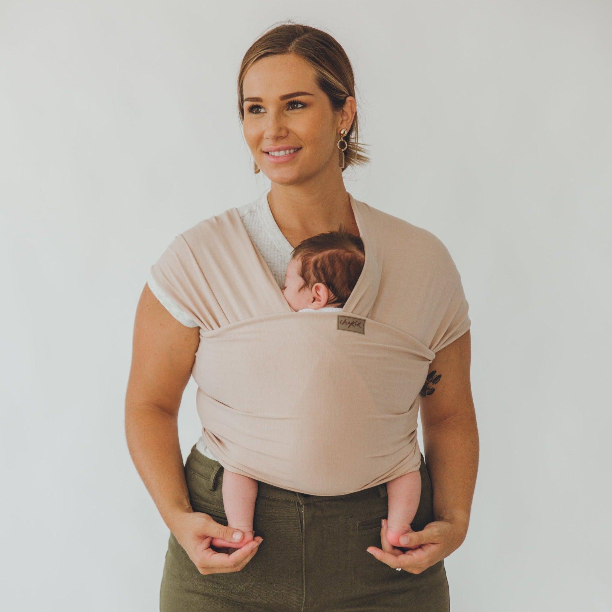 The Cinta Wrap is a gorgeous blush beige, perfect to compliment any look or style. Made from our exclusive, in house bamboo/spandex fabric blends.Completely adjustable for comfortable fit for any size - exclusive fabric will mould perfectly to the contours of your body & your baby.