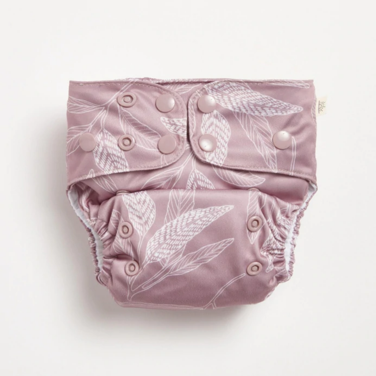 A modern cloth diaper with a native print from EcoNaps in the shade Mauve Native 2.0.