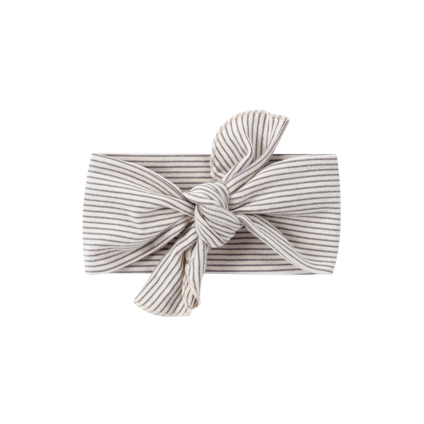 A beige and white striped Susukoshi headband with a bow.