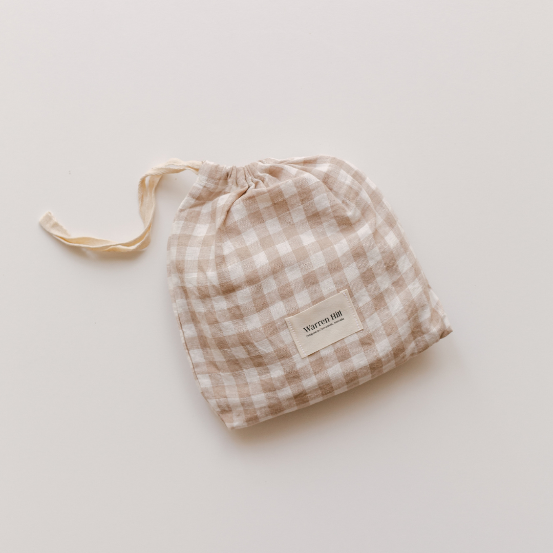 french linen fitted bassinet sheet | beige gingham